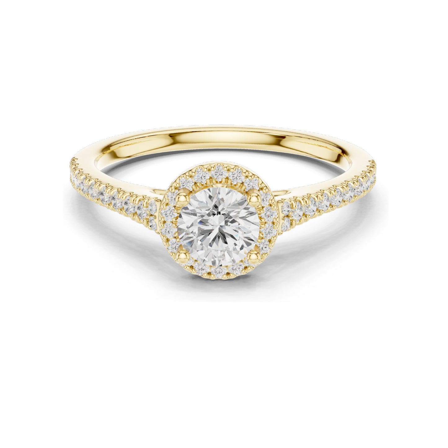 0.836 CT Round Brilliant Lab Diamond Halo Engagement Ring for Women | VVS-VS EF Clarity | 18KT, 14KT, 10KT Gold & 925 Silver | Rose, Yellow, White Gold & Moissanite Options