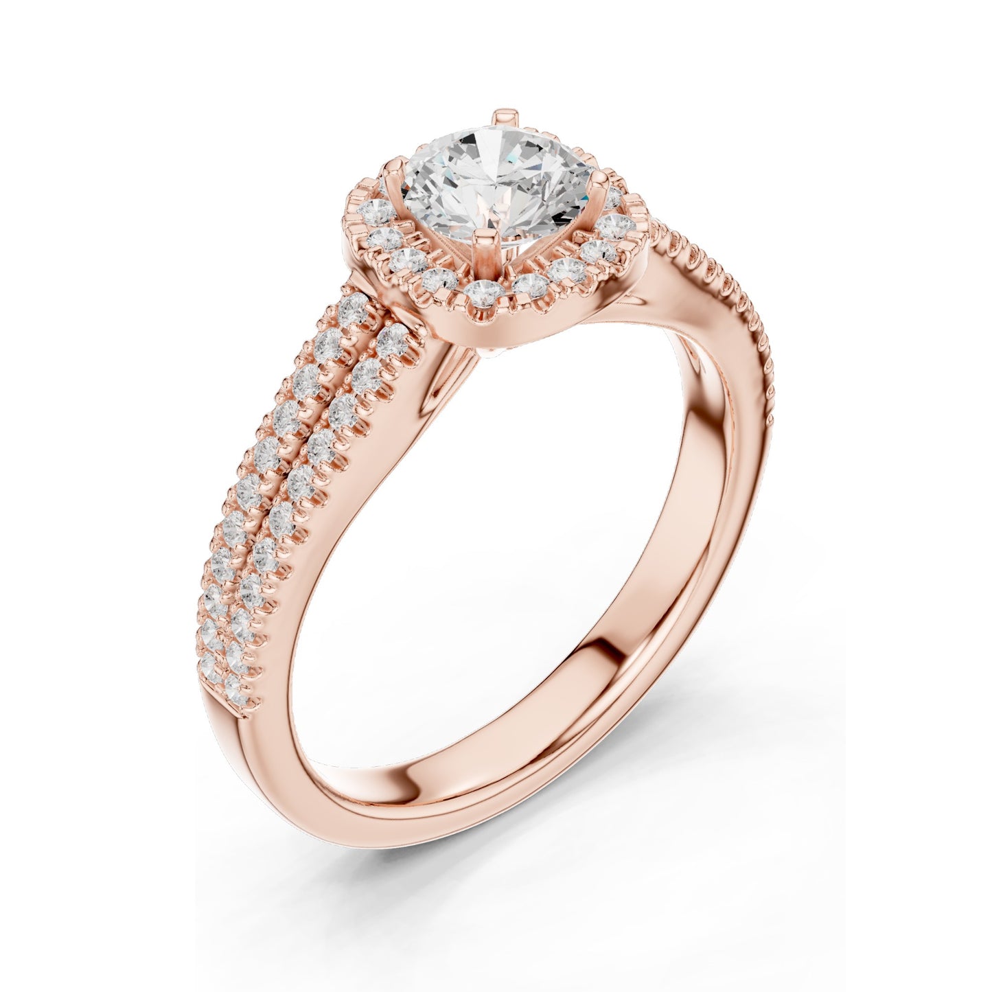 1.14 CT Round Brilliant Halo Lab Diamond Engagement Ring for Women | VVS-VS EF Clarity | 18KT, 14KT, 10KT Gold & 925 Silver | Rose, Yellow, White Gold & Moissanite Options