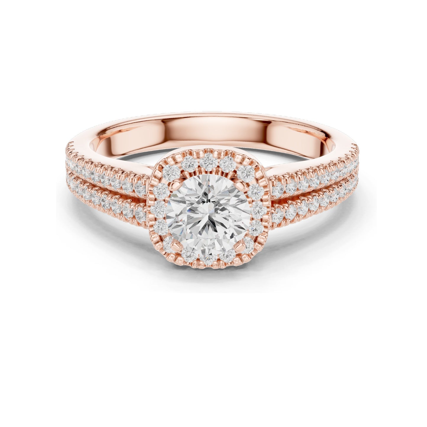 1.14 CT Round Brilliant Halo Lab Diamond Engagement Ring for Women | VVS-VS EF Clarity | 18KT, 14KT, 10KT Gold & 925 Silver | Rose, Yellow, White Gold & Moissanite Options