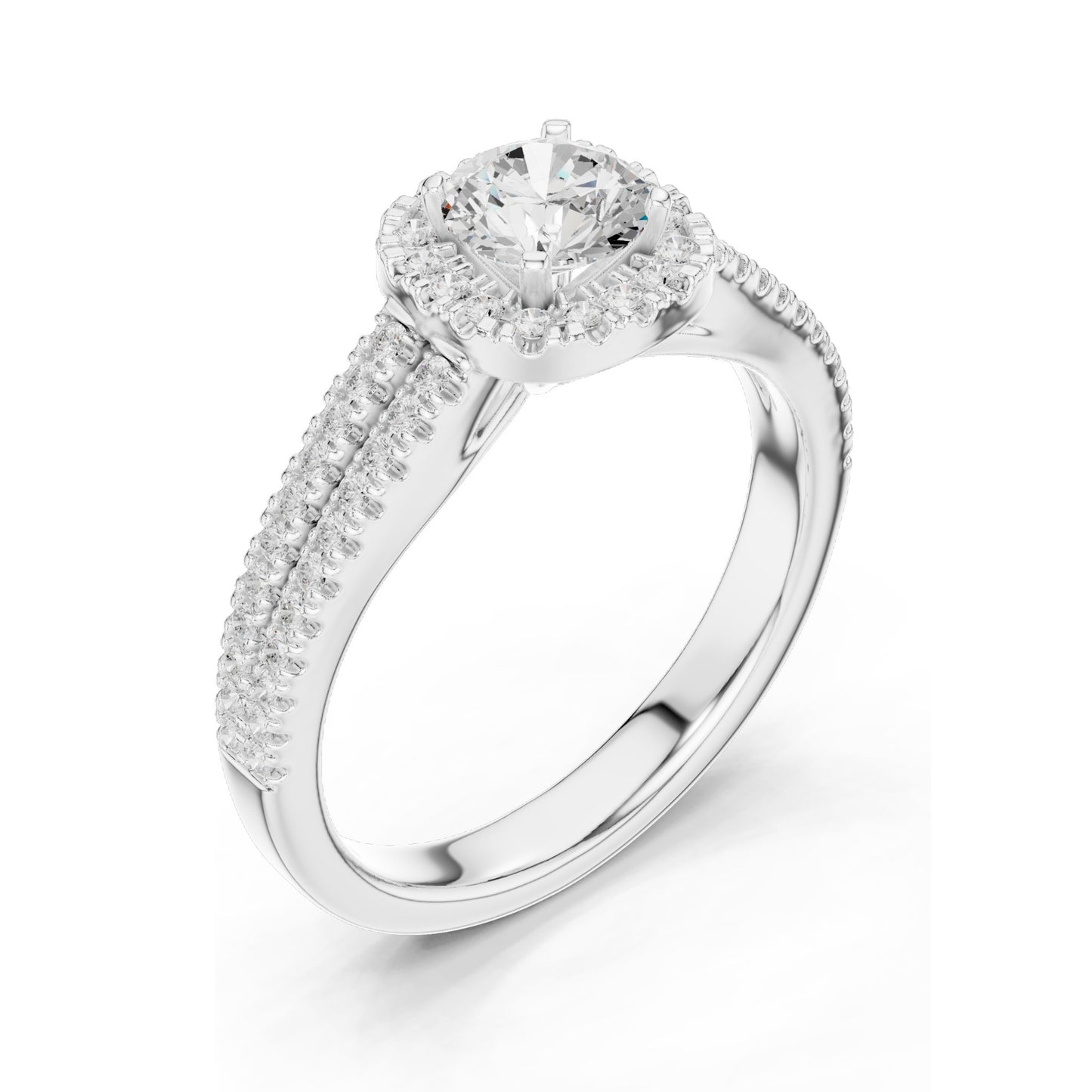 1.14 CT Round Brilliant Halo Lab Diamond Engagement Ring for Women | VVS-VS EF Clarity | 18KT, 14KT, 10KT Gold & 925 Silver | Rose, Yellow, White Gold & Moissanite Options