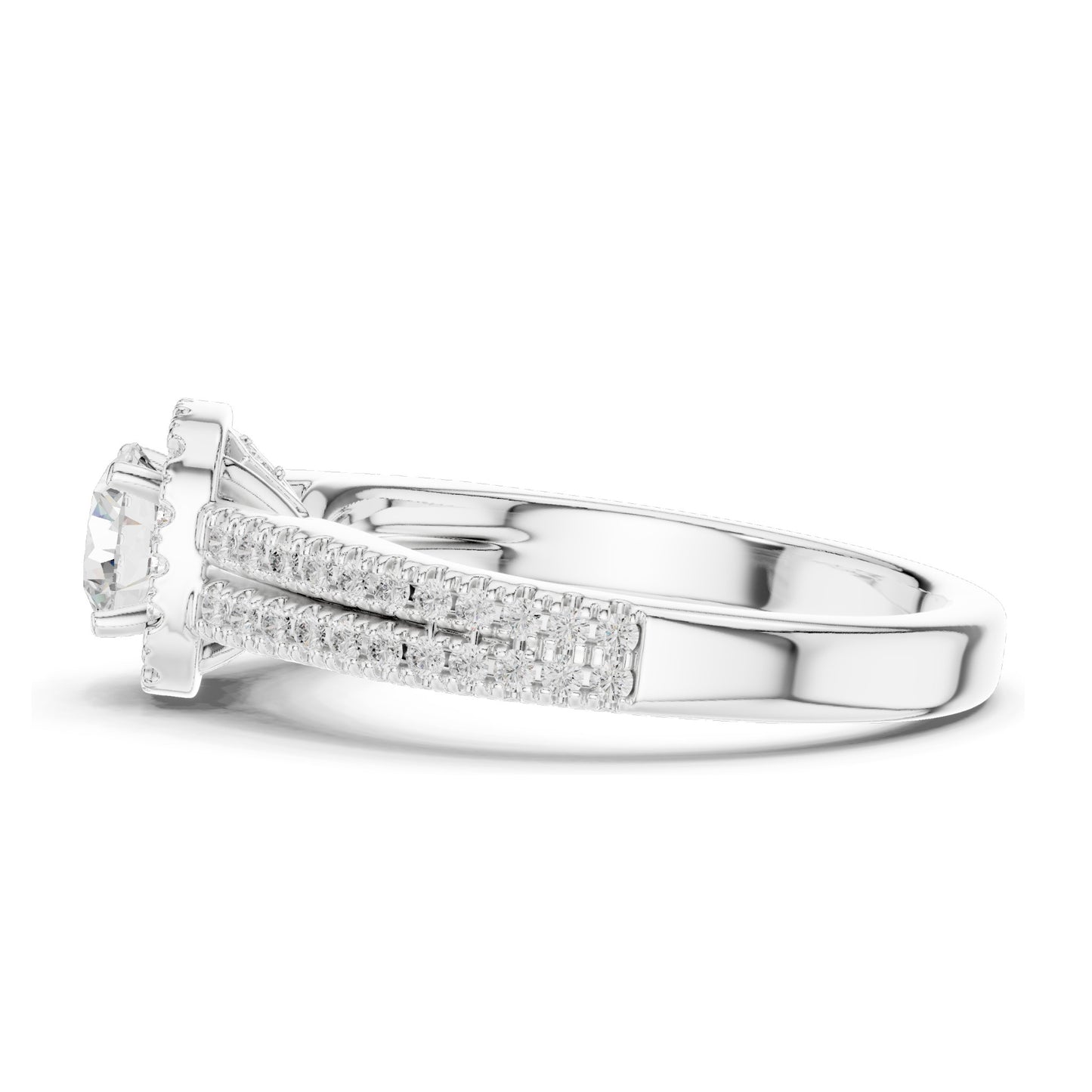 1.14 CT Round Brilliant Halo Lab Diamond Engagement Ring for Women | VVS-VS EF Clarity | 18KT, 14KT, 10KT Gold & 925 Silver | Rose, Yellow, White Gold & Moissanite Options