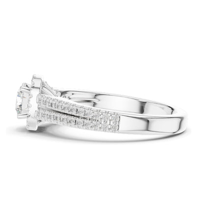 1.14 CT Round Brilliant Halo Lab Diamond Engagement Ring for Women | VVS-VS EF Clarity | 18KT, 14KT, 10KT Gold & 925 Silver | Rose, Yellow, White Gold & Moissanite Options