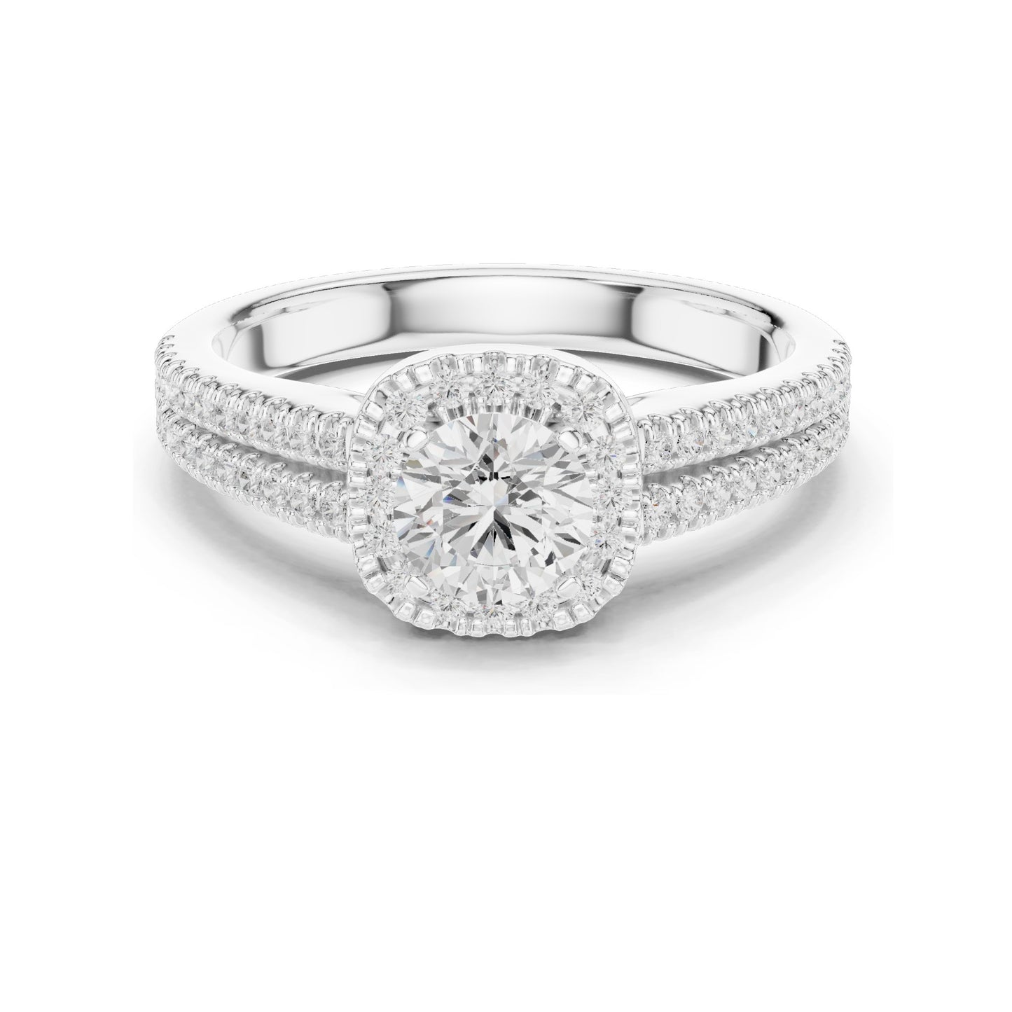 1.14 CT Round Brilliant Halo Lab Diamond Engagement Ring for Women | VVS-VS EF Clarity | 18KT, 14KT, 10KT Gold & 925 Silver | Rose, Yellow, White Gold & Moissanite Options