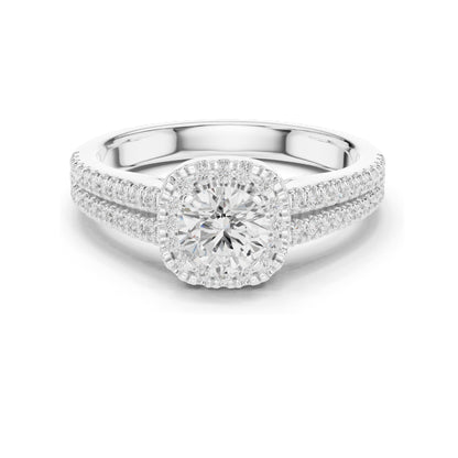 1.14 CT Round Brilliant Halo Lab Diamond Engagement Ring for Women | VVS-VS EF Clarity | 18KT, 14KT, 10KT Gold & 925 Silver | Rose, Yellow, White Gold & Moissanite Options
