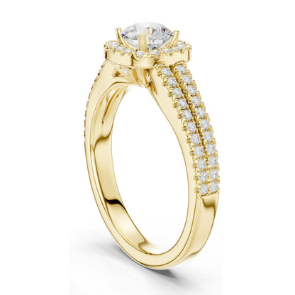 1.14 CT Round Brilliant Halo Lab Diamond Engagement Ring for Women | VVS-VS EF Clarity | 18KT, 14KT, 10KT Gold & 925 Silver | Rose, Yellow, White Gold & Moissanite Options