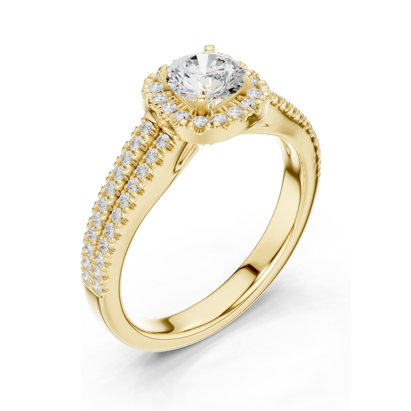 1.14 CT Round Brilliant Halo Lab Diamond Engagement Ring for Women | VVS-VS EF Clarity | 18KT, 14KT, 10KT Gold & 925 Silver | Rose, Yellow, White Gold & Moissanite Options