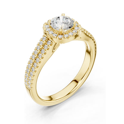 1.14 CT Round Brilliant Halo Lab Diamond Engagement Ring for Women | VVS-VS EF Clarity | 18KT, 14KT, 10KT Gold & 925 Silver | Rose, Yellow, White Gold & Moissanite Options