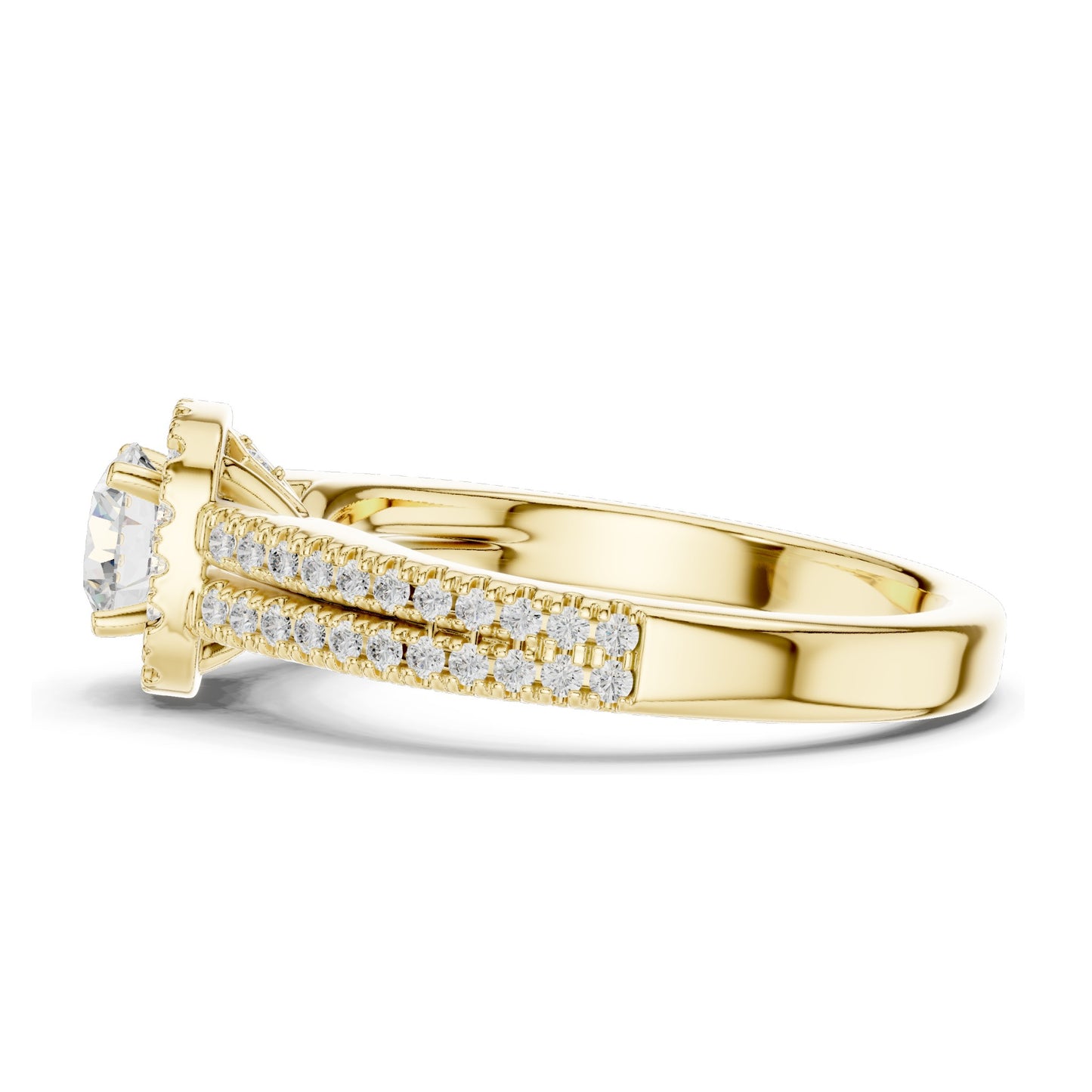 1.14 CT Round Brilliant Halo Lab Diamond Engagement Ring for Women | VVS-VS EF Clarity | 18KT, 14KT, 10KT Gold & 925 Silver | Rose, Yellow, White Gold & Moissanite Options