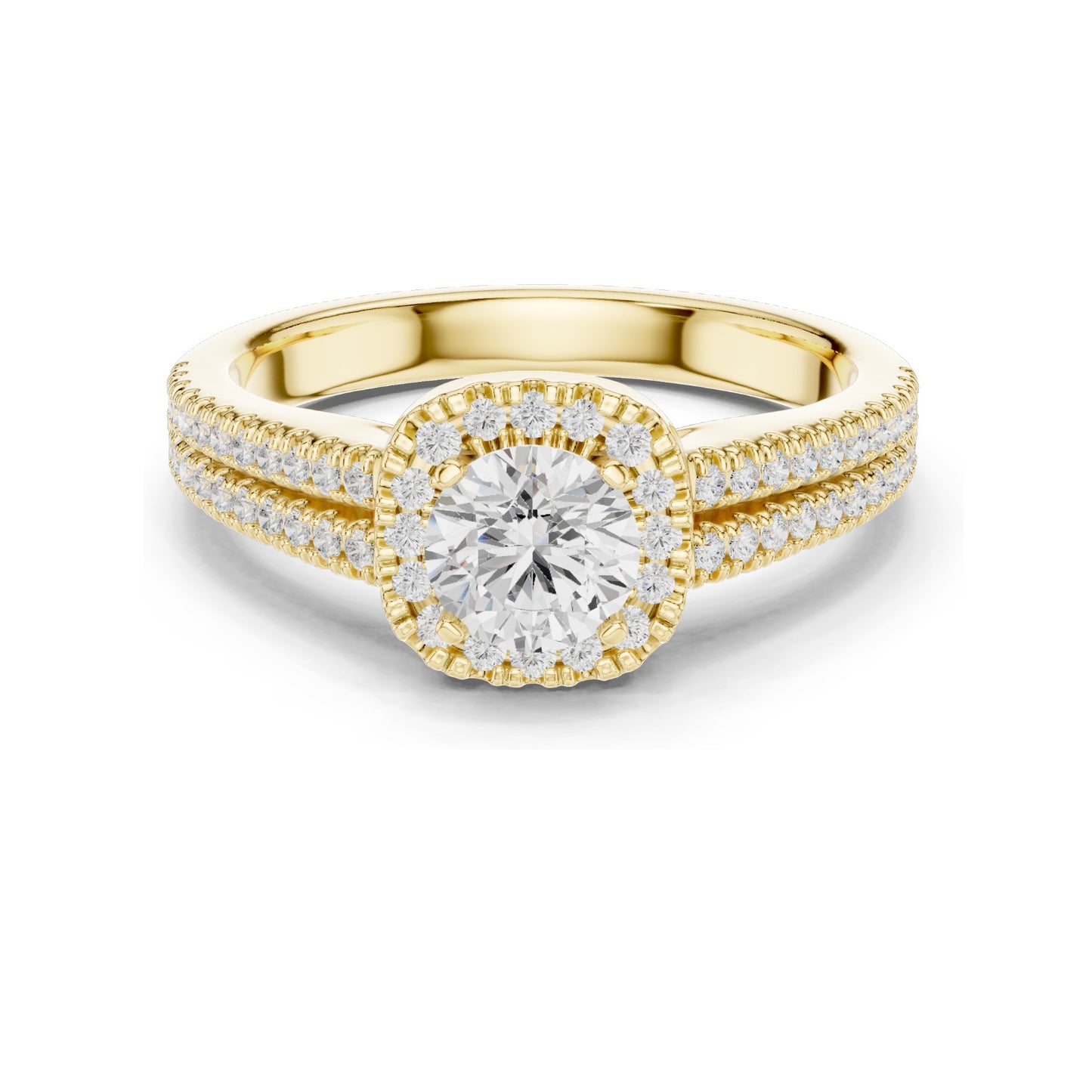 1.14 CT Round Brilliant Halo Lab Diamond Engagement Ring for Women | VVS-VS EF Clarity | 18KT, 14KT, 10KT Gold & 925 Silver | Rose, Yellow, White Gold & Moissanite Options