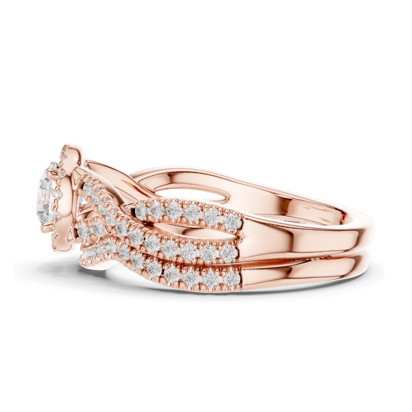 1.242 CT Round Brilliant Lab Diamond Halo Engagement Ring Set | VVS-VS EF Clarity | 18KT, 14KT, 10KT Gold & 925 Silver | Rose, Yellow, White Gold & Moissanite Options
