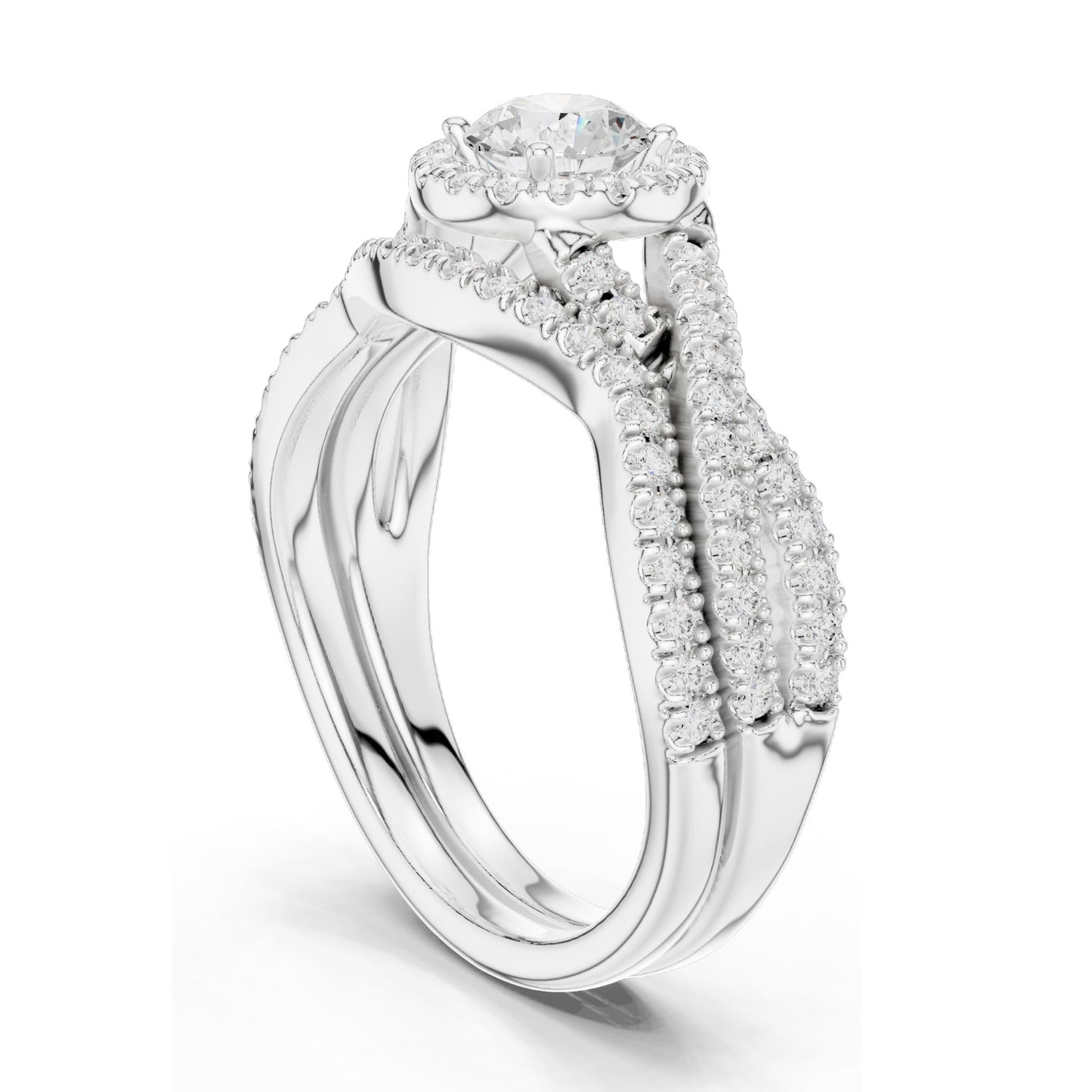 1.242 CT Round Brilliant Lab Diamond Halo Engagement Ring Set | VVS-VS EF Clarity | 18KT, 14KT, 10KT Gold & 925 Silver | Rose, Yellow, White Gold & Moissanite Options