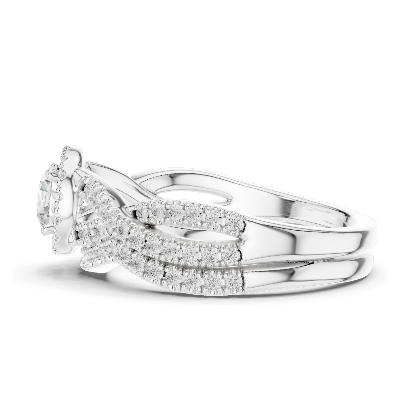 1.242 CT Round Brilliant Lab Diamond Halo Engagement Ring Set | VVS-VS EF Clarity | 18KT, 14KT, 10KT Gold & 925 Silver | Rose, Yellow, White Gold & Moissanite Options