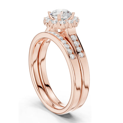 1.25 CT Round Brilliant Halo Lab Diamond Engagement Ring for Women | VVS-VS EF Clarity | 18KT, 14KT, 10KT Gold & 925 Silver | Rose, Yellow, White Gold & Moissanite Options