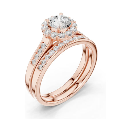 1.25 CT Round Brilliant Halo Lab Diamond Engagement Ring for Women | VVS-VS EF Clarity | 18KT, 14KT, 10KT Gold & 925 Silver | Rose, Yellow, White Gold & Moissanite Options