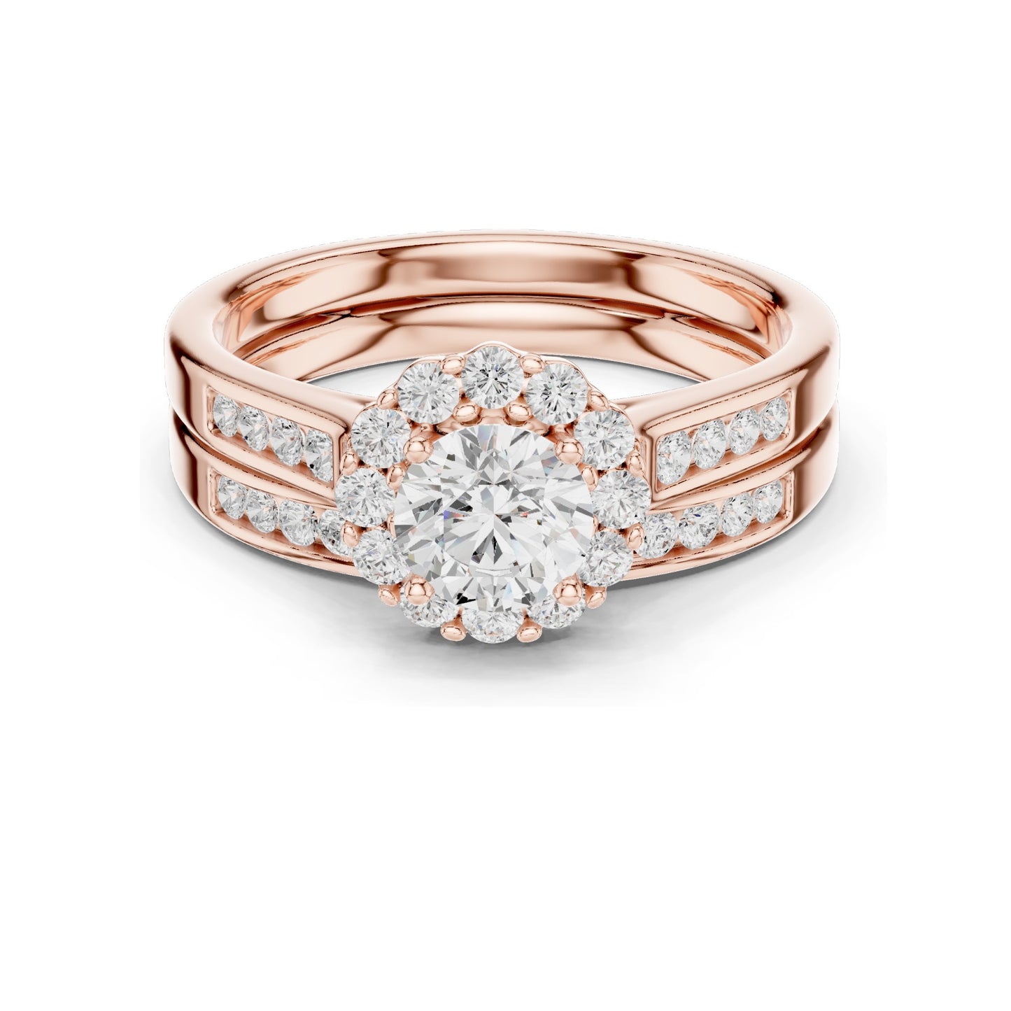 1.25 CT Round Brilliant Halo Lab Diamond Engagement Ring for Women | VVS-VS EF Clarity | 18KT, 14KT, 10KT Gold & 925 Silver | Rose, Yellow, White Gold & Moissanite Options