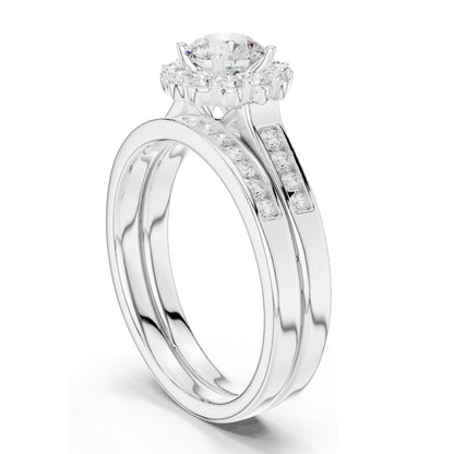 1.25 CT Round Brilliant Halo Lab Diamond Engagement Ring for Women | VVS-VS EF Clarity | 18KT, 14KT, 10KT Gold & 925 Silver | Rose, Yellow, White Gold & Moissanite Options