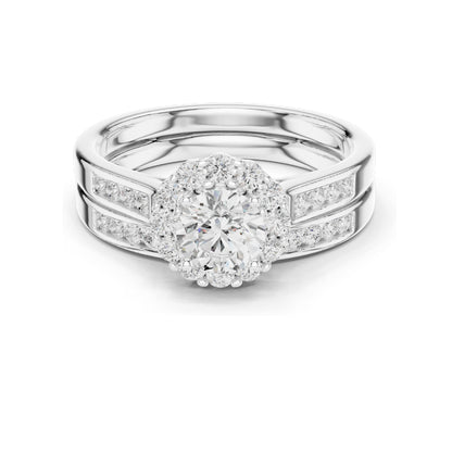 1.25 CT Round Brilliant Halo Lab Diamond Engagement Ring for Women | VVS-VS EF Clarity | 18KT, 14KT, 10KT Gold & 925 Silver | Rose, Yellow, White Gold & Moissanite Options