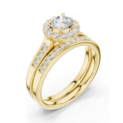 1.25 CT Round Brilliant Halo Lab Diamond Engagement Ring for Women | VVS-VS EF Clarity | 18KT, 14KT, 10KT Gold & 925 Silver | Rose, Yellow, White Gold & Moissanite Options
