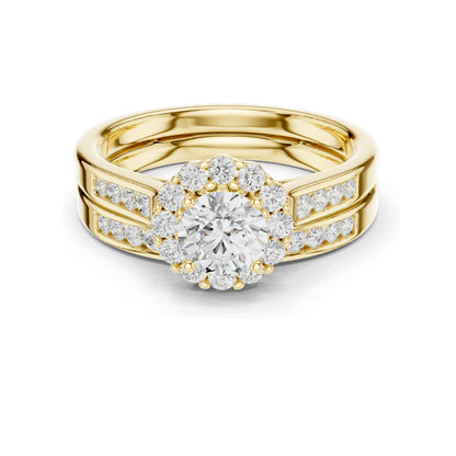 1.25 CT Round Brilliant Halo Lab Diamond Engagement Ring for Women | VVS-VS EF Clarity | 18KT, 14KT, 10KT Gold & 925 Silver | Rose, Yellow, White Gold & Moissanite Options