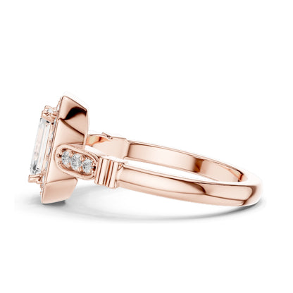 1.286 CT Emerald Cut Lab Diamond Halo Engagement Ring | VVS-VS EF Clarity | 18KT, 14KT, 10KT Gold & 925 Silver | Rose, Yellow, White Gold & Moissanite Options