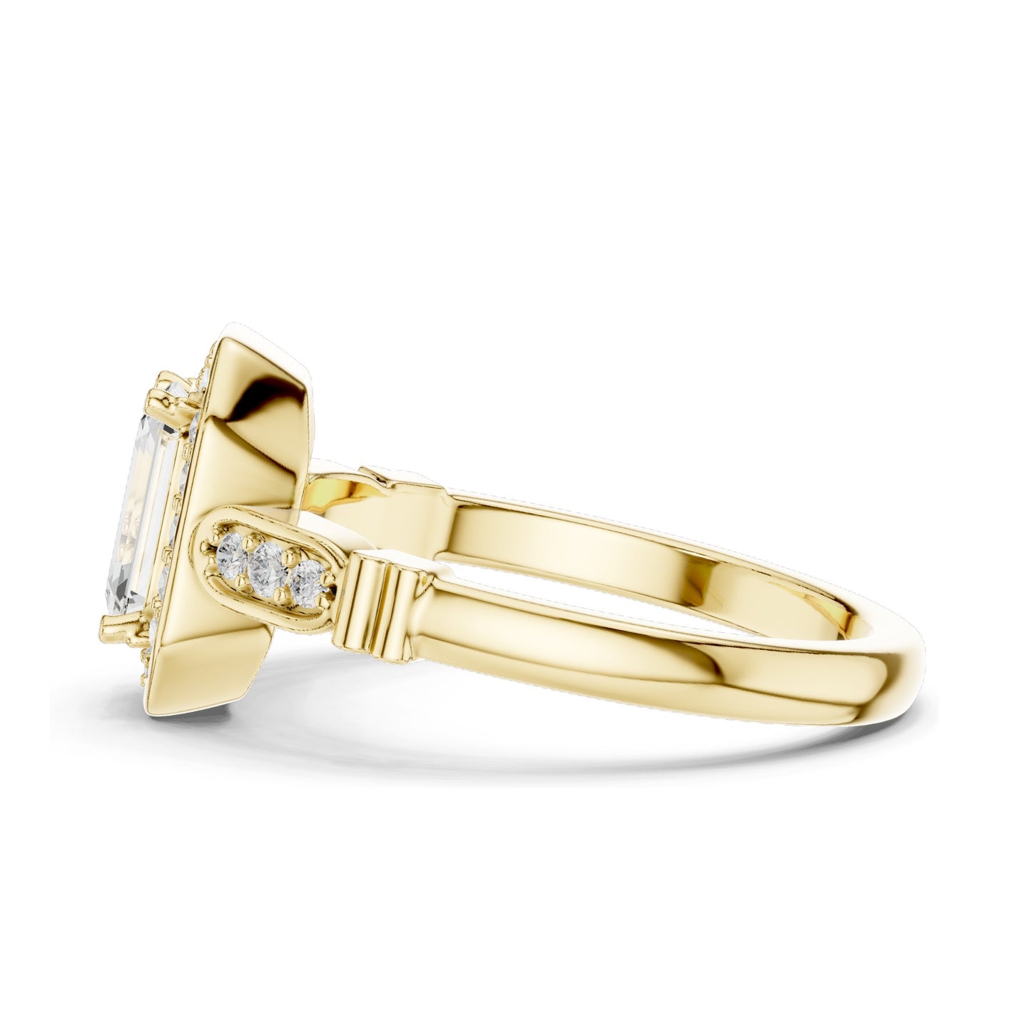 1.286 CT Emerald Cut Lab Diamond Halo Engagement Ring | VVS-VS EF Clarity | 18KT, 14KT, 10KT Gold & 925 Silver | Rose, Yellow, White Gold & Moissanite Options