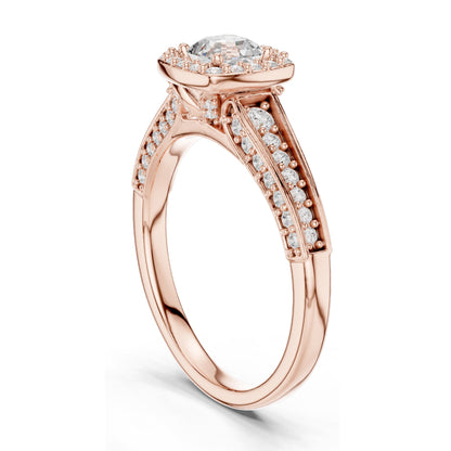 1.19 CT Asscher Cut Halo Lab Diamond Engagement Ring for Women | VVS-VS EF Clarity | 18KT, 14KT, 10KT Gold & 925 Silver | Rose, Yellow, White Gold & Moissanite Options