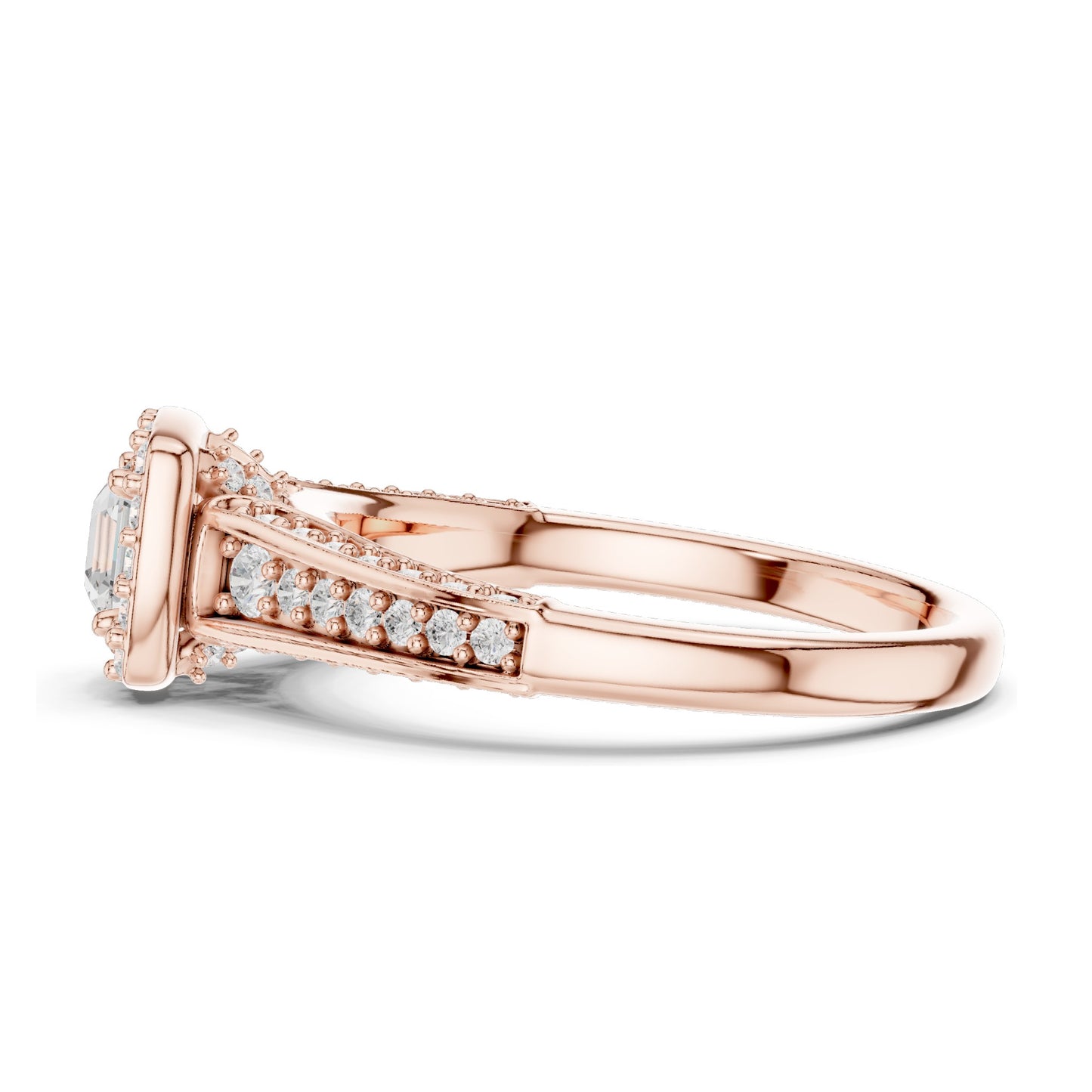 1.19 CT Asscher Cut Halo Lab Diamond Engagement Ring for Women | VVS-VS EF Clarity | 18KT, 14KT, 10KT Gold & 925 Silver | Rose, Yellow, White Gold & Moissanite Options