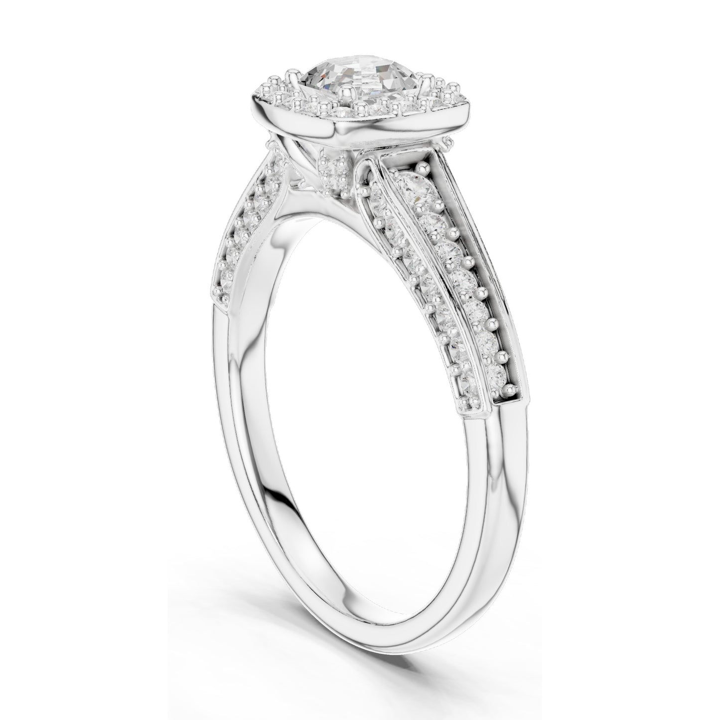 1.19 CT Asscher Cut Halo Lab Diamond Engagement Ring for Women | VVS-VS EF Clarity | 18KT, 14KT, 10KT Gold & 925 Silver | Rose, Yellow, White Gold & Moissanite Options