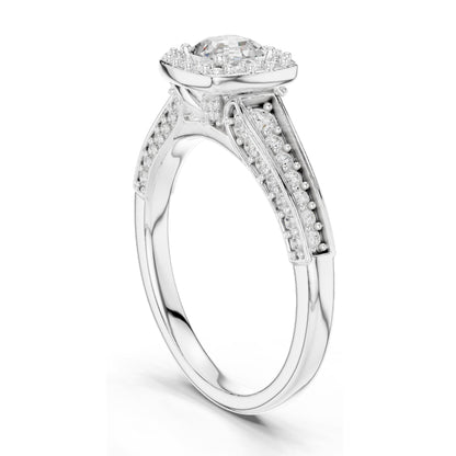 1.19 CT Asscher Cut Halo Lab Diamond Engagement Ring for Women | VVS-VS EF Clarity | 18KT, 14KT, 10KT Gold & 925 Silver | Rose, Yellow, White Gold & Moissanite Options