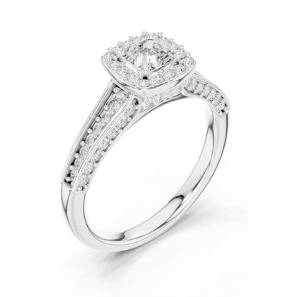 1.19 CT Asscher Cut Halo Lab Diamond Engagement Ring for Women | VVS-VS EF Clarity | 18KT, 14KT, 10KT Gold & 925 Silver | Rose, Yellow, White Gold & Moissanite Options