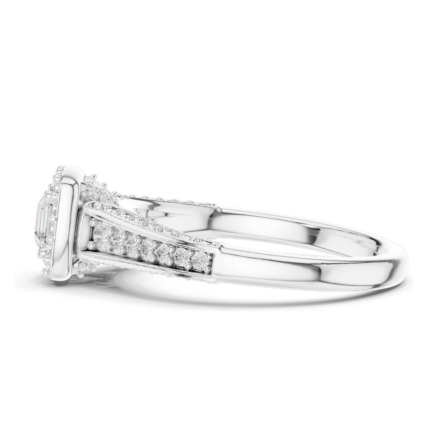 1.19 CT Asscher Cut Halo Lab Diamond Engagement Ring for Women | VVS-VS EF Clarity | 18KT, 14KT, 10KT Gold & 925 Silver | Rose, Yellow, White Gold & Moissanite Options