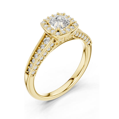 1.19 CT Asscher Cut Halo Lab Diamond Engagement Ring for Women | VVS-VS EF Clarity | 18KT, 14KT, 10KT Gold & 925 Silver | Rose, Yellow, White Gold & Moissanite Options