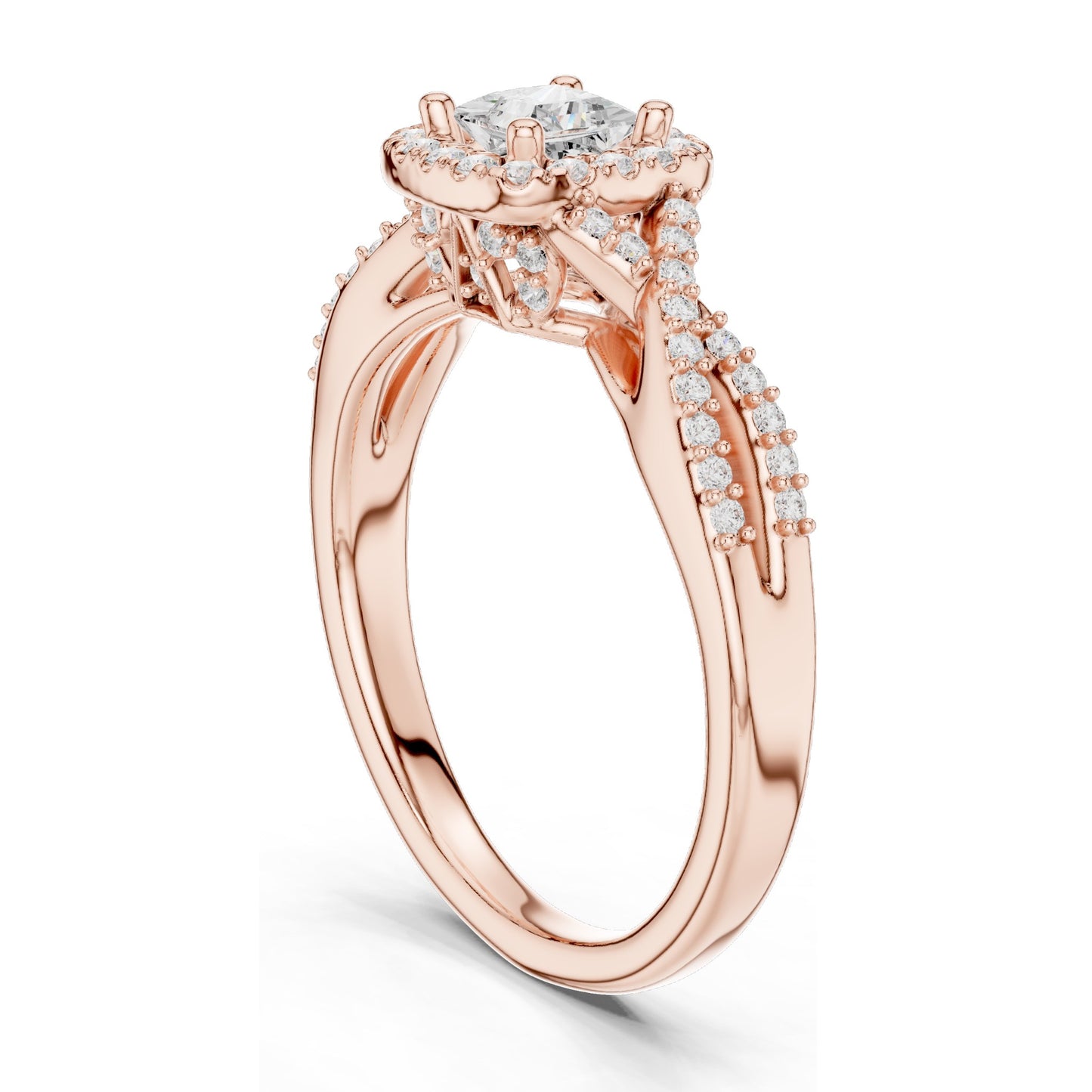 0.688 CT Princess Cut Lab Diamond Halo Engagement Ring for Women | VVS-VS EF Clarity | 18KT, 14KT, 10KT Gold & 925 Silver | Moissanite & Diamond Options | Rose, Yellow, White Gold