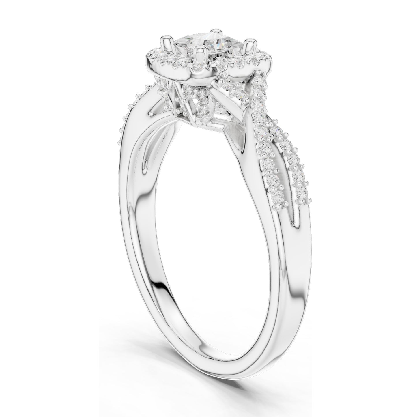 0.688 CT Princess Cut Lab Diamond Halo Engagement Ring for Women | VVS-VS EF Clarity | 18KT, 14KT, 10KT Gold & 925 Silver | Moissanite & Diamond Options | Rose, Yellow, White Gold
