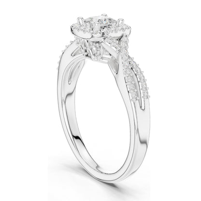 0.688 CT Princess Cut Lab Diamond Halo Engagement Ring for Women | VVS-VS EF Clarity | 18KT, 14KT, 10KT Gold & 925 Silver | Moissanite & Diamond Options | Rose, Yellow, White Gold