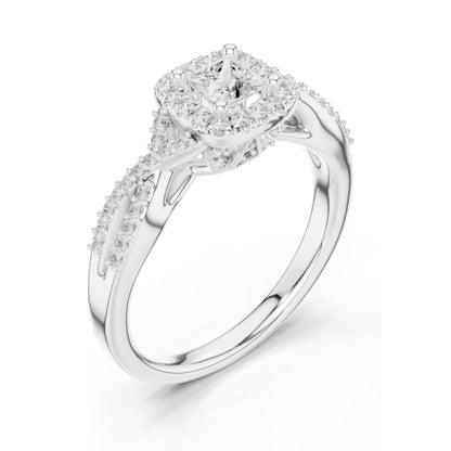 0.688 CT Princess Cut Lab Diamond Halo Engagement Ring for Women | VVS-VS EF Clarity | 18KT, 14KT, 10KT Gold & 925 Silver | Moissanite & Diamond Options | Rose, Yellow, White Gold