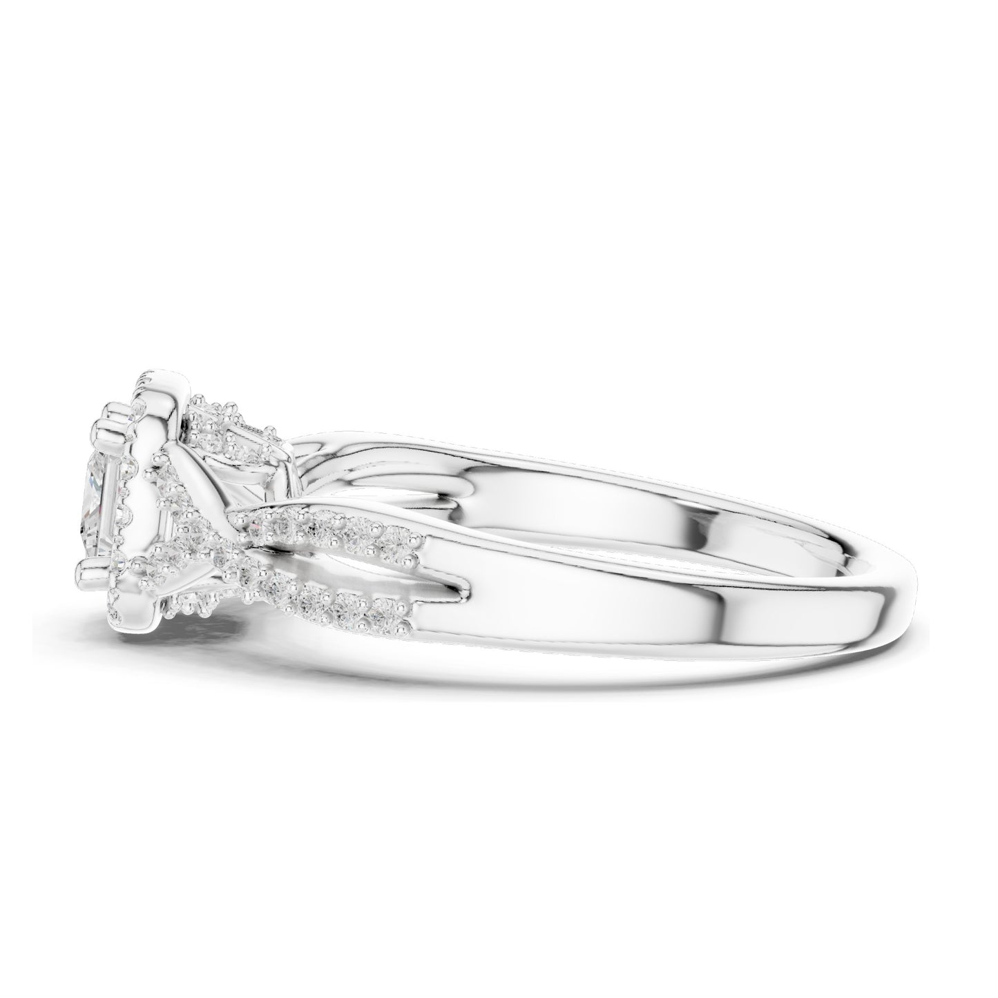 0.688 CT Princess Cut Lab Diamond Halo Engagement Ring for Women | VVS-VS EF Clarity | 18KT, 14KT, 10KT Gold & 925 Silver | Moissanite & Diamond Options | Rose, Yellow, White Gold