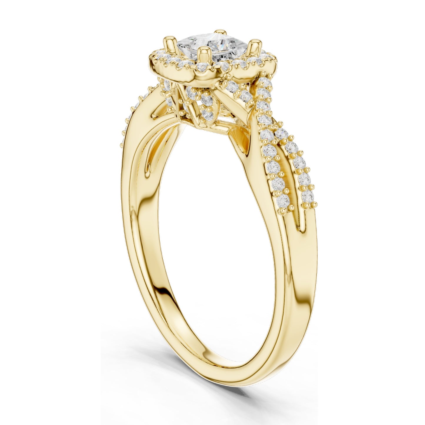 0.688 CT Princess Cut Lab Diamond Halo Engagement Ring for Women | VVS-VS EF Clarity | 18KT, 14KT, 10KT Gold & 925 Silver | Moissanite & Diamond Options | Rose, Yellow, White Gold