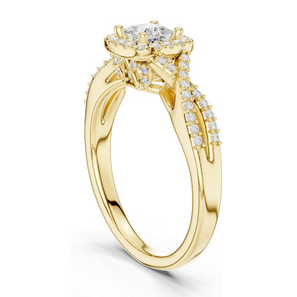 0.688 CT Princess Cut Lab Diamond Halo Engagement Ring for Women | VVS-VS EF Clarity | 18KT, 14KT, 10KT Gold & 925 Silver | Moissanite & Diamond Options | Rose, Yellow, White Gold