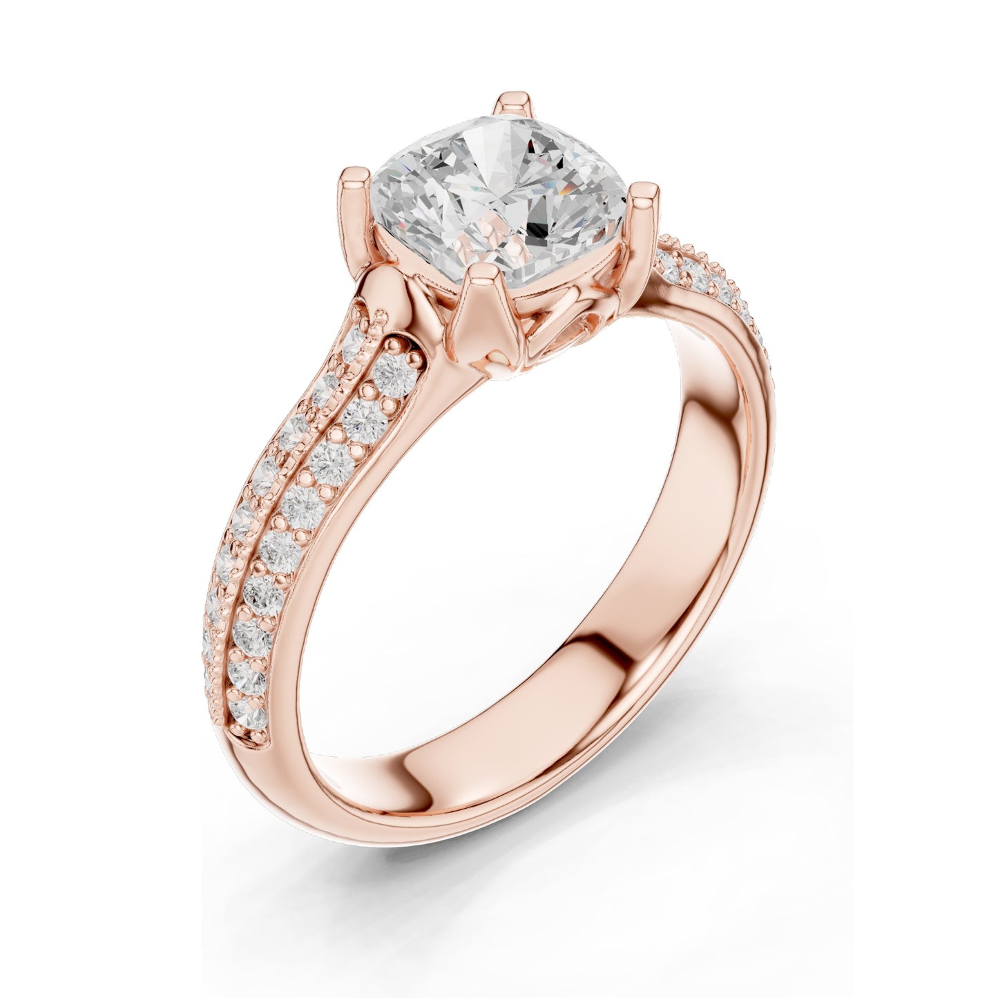 1.86 CT Cushion Cut Lab Diamond Engagement Ring for Women | VVS-VS EF Clarity | 18KT, 14KT, 10KT Gold & 925 Silver | Moissanite & Diamond Options | Rose, Yellow, White Gold