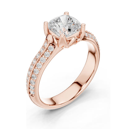 1.86 CT Cushion Cut Lab Diamond Engagement Ring for Women | VVS-VS EF Clarity | 18KT, 14KT, 10KT Gold & 925 Silver | Moissanite & Diamond Options | Rose, Yellow, White Gold