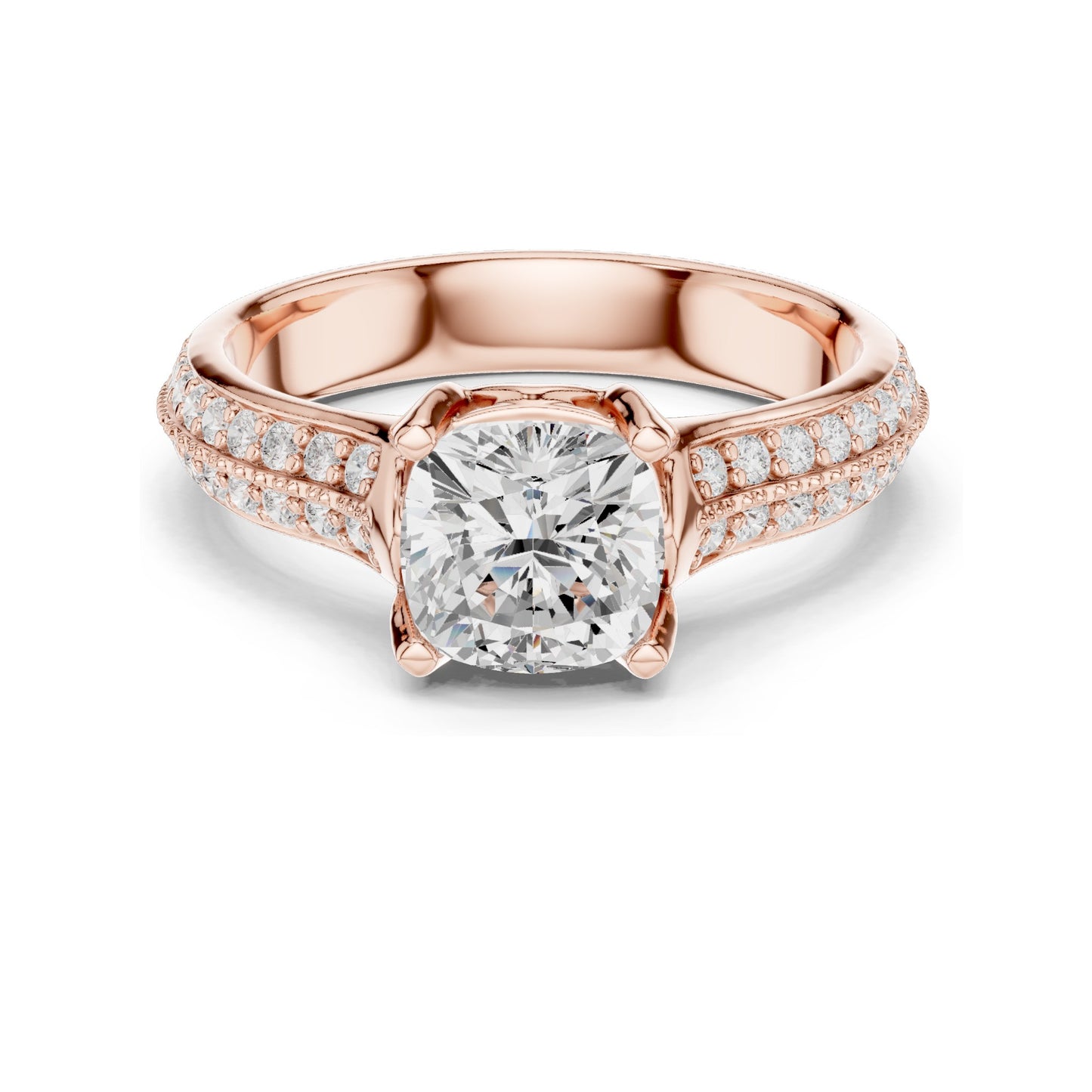 1.86 CT Cushion Cut Lab Diamond Engagement Ring for Women | VVS-VS EF Clarity | 18KT, 14KT, 10KT Gold & 925 Silver | Moissanite & Diamond Options | Rose, Yellow, White Gold