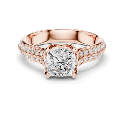 1.86 CT Cushion Cut Lab Diamond Engagement Ring for Women | VVS-VS EF Clarity | 18KT, 14KT, 10KT Gold & 925 Silver | Moissanite & Diamond Options | Rose, Yellow, White Gold