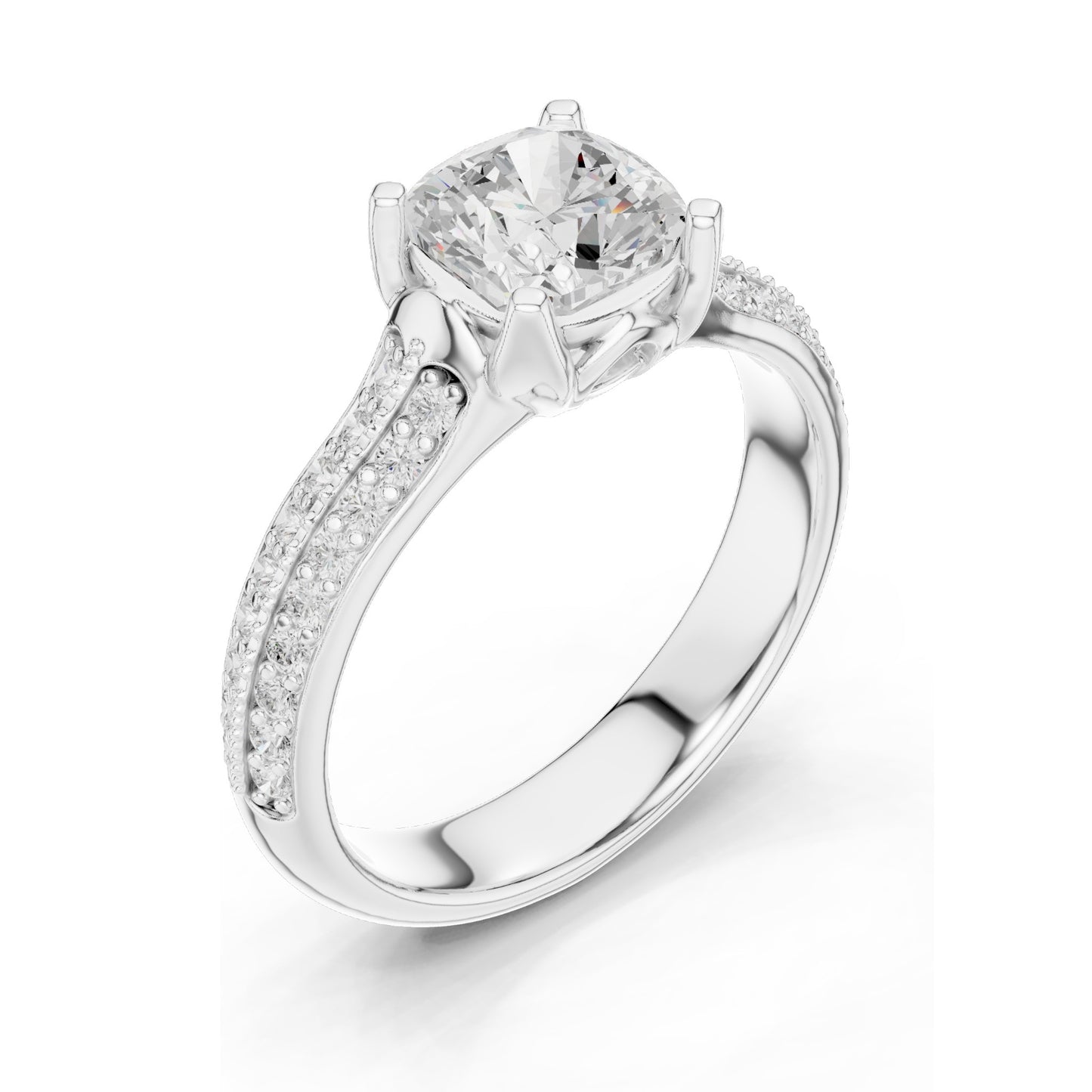 1.86 CT Cushion Cut Lab Diamond Engagement Ring for Women | VVS-VS EF Clarity | 18KT, 14KT, 10KT Gold & 925 Silver | Moissanite & Diamond Options | Rose, Yellow, White Gold
