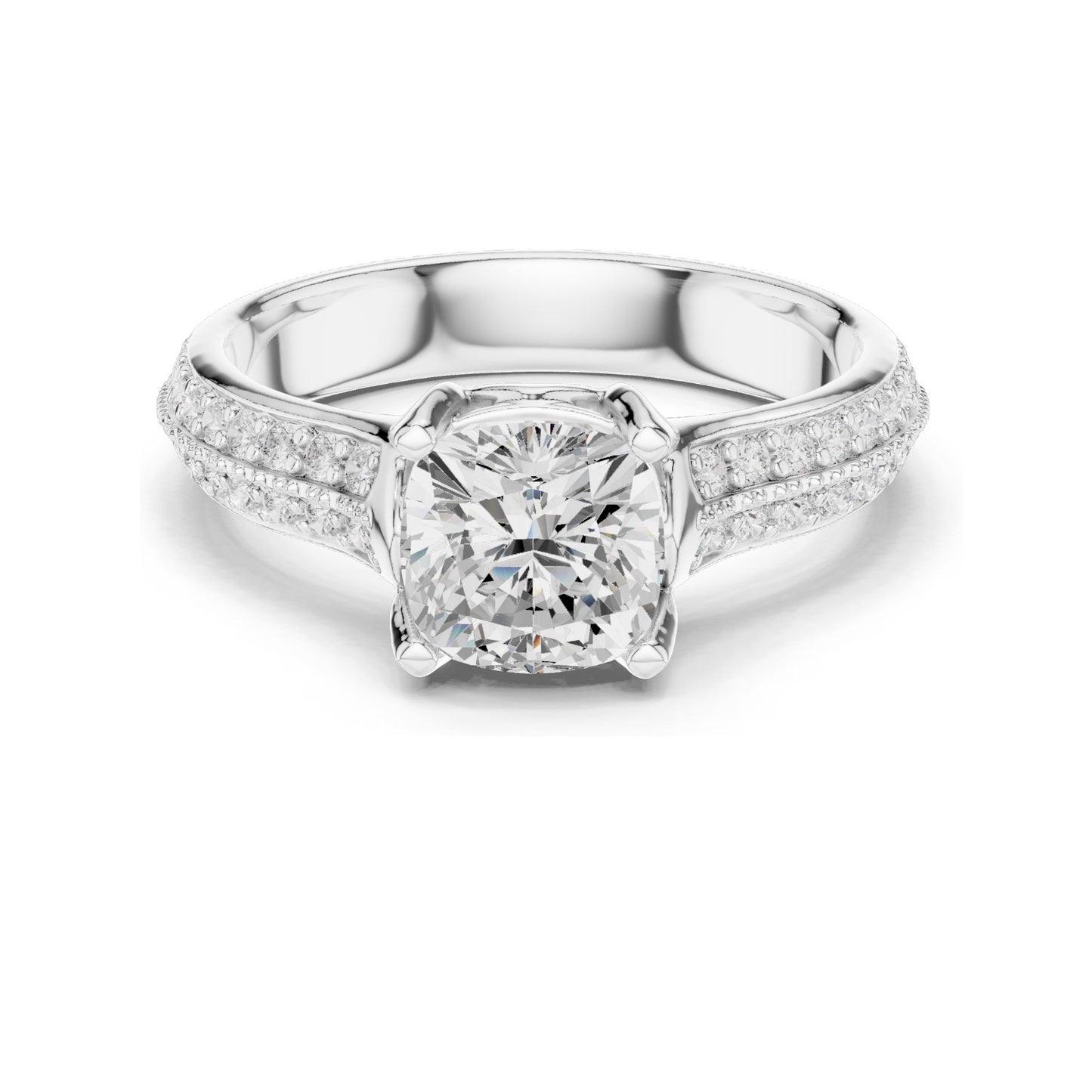 1.86 CT Cushion Cut Lab Diamond Engagement Ring for Women | VVS-VS EF Clarity | 18KT, 14KT, 10KT Gold & 925 Silver | Moissanite & Diamond Options | Rose, Yellow, White Gold
