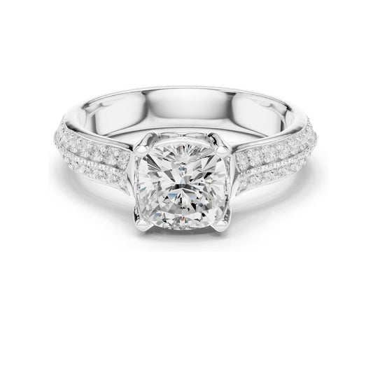 1.86 CT Cushion Cut Lab Diamond Engagement Ring for Women | VVS-VS EF Clarity | 18KT, 14KT, 10KT Gold & 925 Silver | Moissanite & Diamond Options | Rose, Yellow, White Gold
