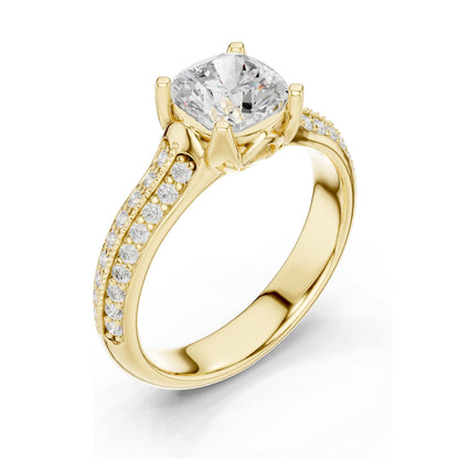 1.86 CT Cushion Cut Lab Diamond Engagement Ring for Women | VVS-VS EF Clarity | 18KT, 14KT, 10KT Gold & 925 Silver | Moissanite & Diamond Options | Rose, Yellow, White Gold