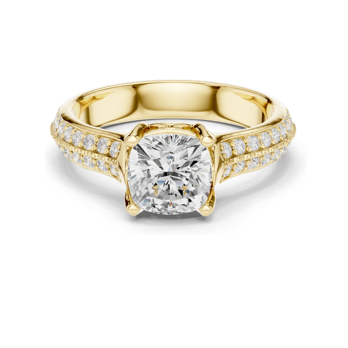 1.86 CT Cushion Cut Lab Diamond Engagement Ring for Women | VVS-VS EF Clarity | 18KT, 14KT, 10KT Gold & 925 Silver | Moissanite & Diamond Options | Rose, Yellow, White Gold