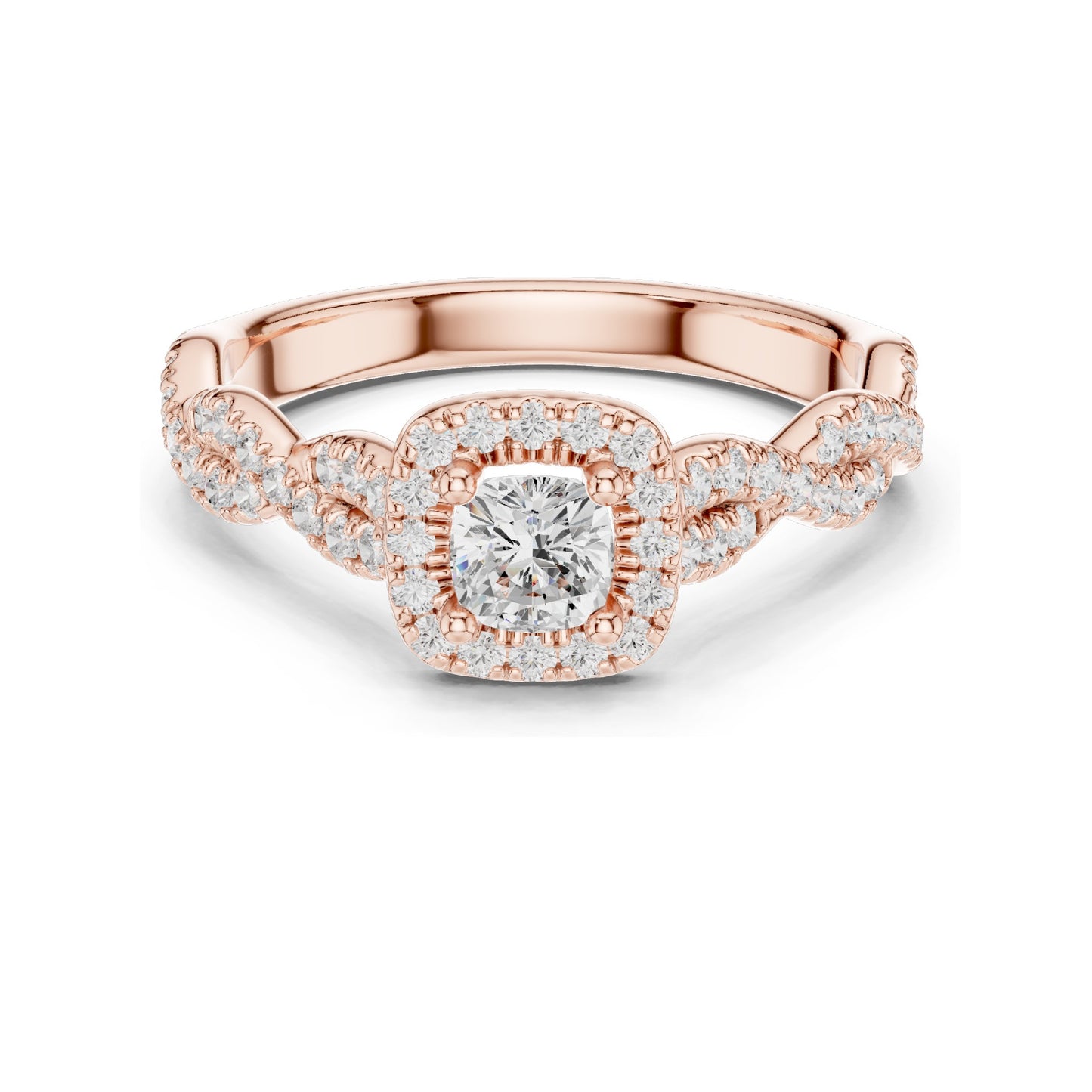 0.858 CT Cushion Cut Lab Diamond Engagement Ring with Halo | VVS-VS EF Clarity | 18KT, 14KT, 10KT Gold & 925 Silver | Moissanite & Diamond Options | Rose, Yellow, White Gold