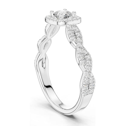 0.858 CT Cushion Cut Lab Diamond Engagement Ring with Halo | VVS-VS EF Clarity | 18KT, 14KT, 10KT Gold & 925 Silver | Moissanite & Diamond Options | Rose, Yellow, White Gold